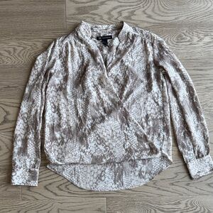 INC International Concepts Beige Snake Print Blouse - Size 0